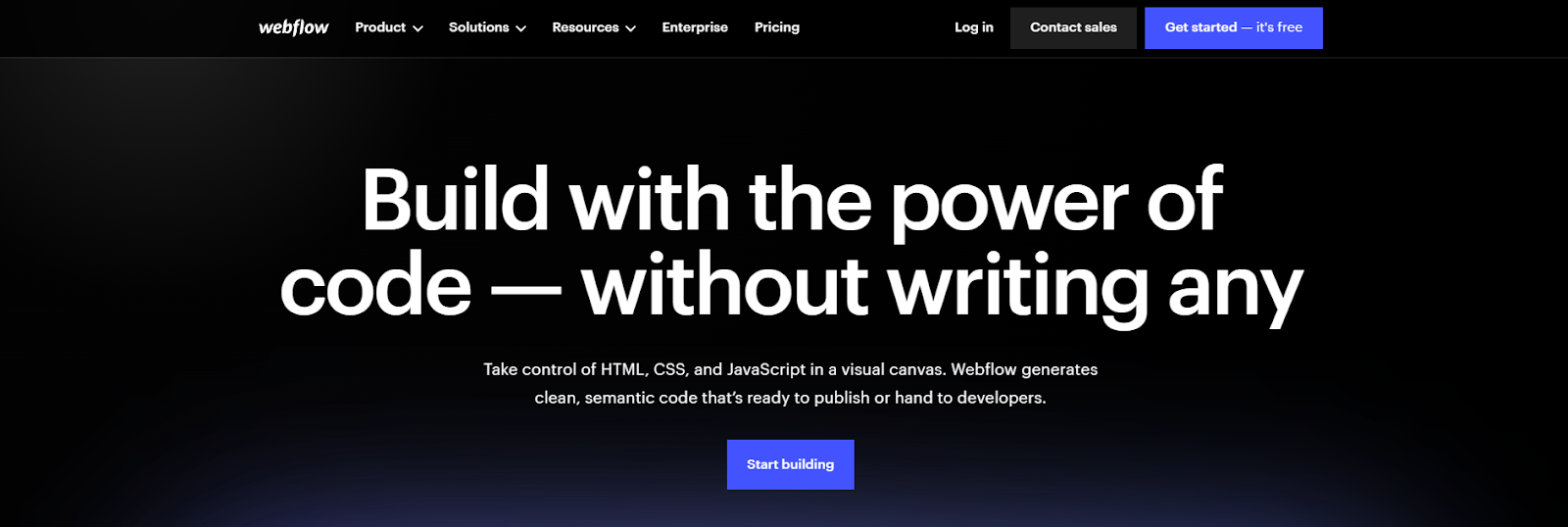 A screenshot of Webflow's home page 