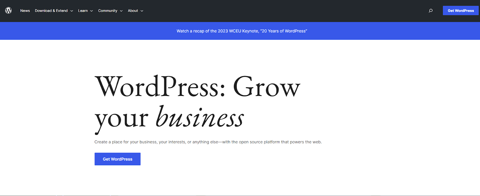Wordpress home page