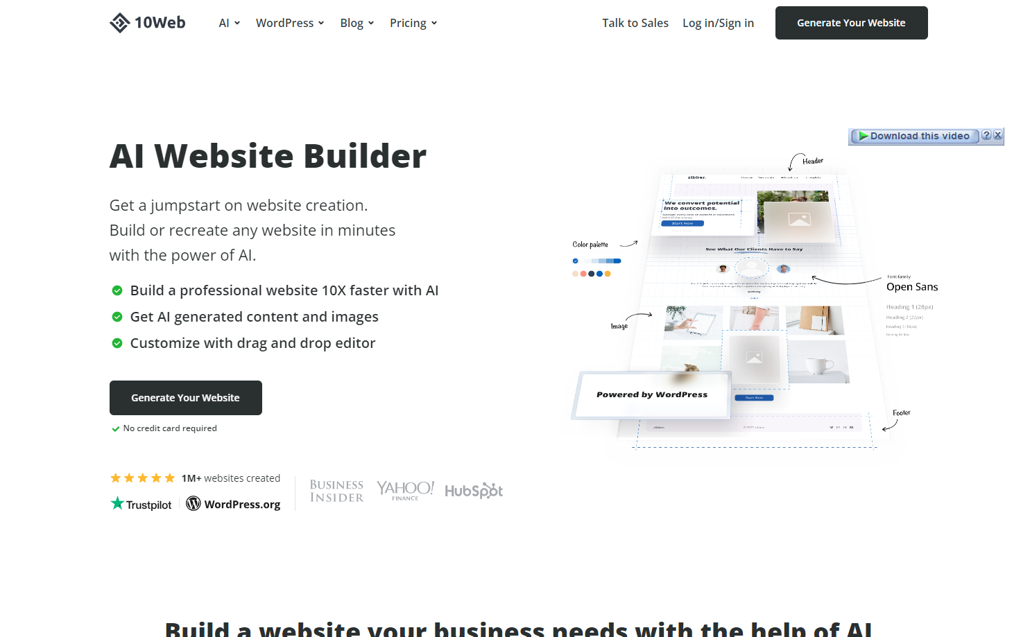 10Web home page