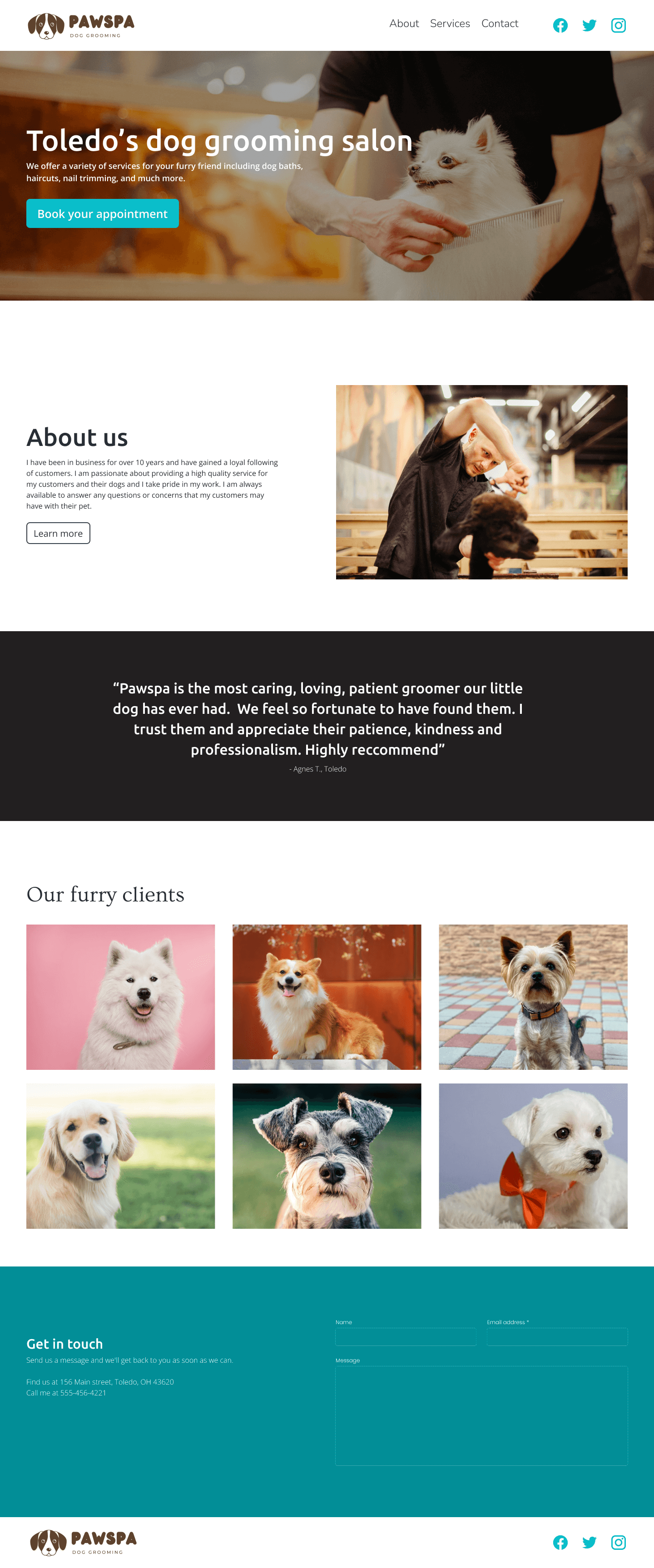 Pet grooming website template 