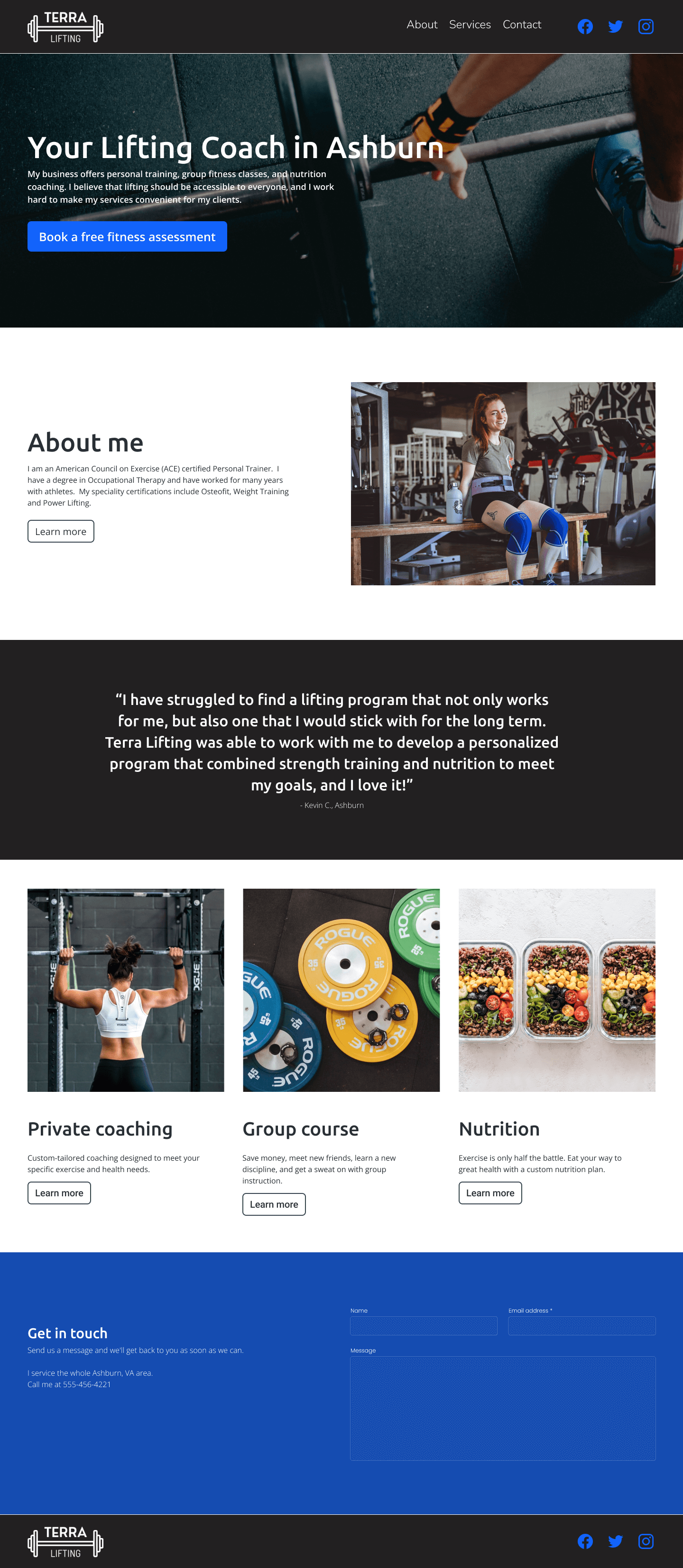 Personal training website template